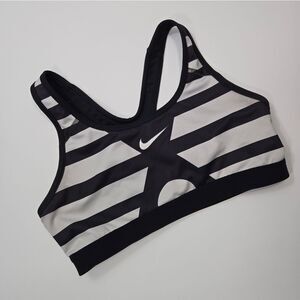 Nike Black and White Striped Sports Bra